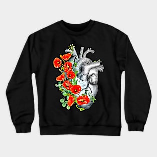 Human heart, poppies plant lovers, Heart ,anatomical Human heart Crewneck Sweatshirt